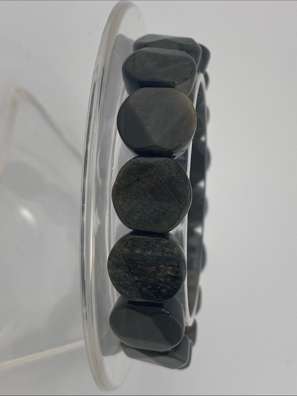 Genuine Black Obsidian Carved Shield Bracelet - Protection & Grounding - Picture 3 of 9